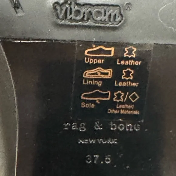 Rag & Bone Newbury 2.0 Black Leather Ankle Heel Boots size 37.5 US 7.5 - Picture 14 of 16